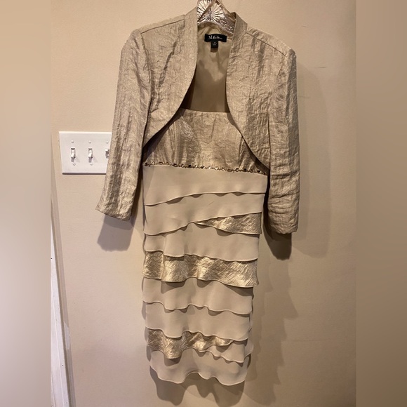 S.L. Fashions Dresses & Skirts - S.L. Champagne dress & Jacket. Size 10